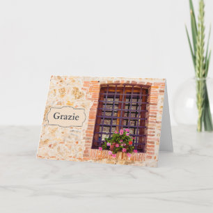 Grazie Thank you Italian Italy Flower Brick Window Card