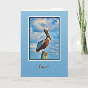 Grazie, Thank You, Italian, Pelican Thank You Card