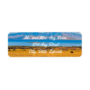 Grazing Buffalo, Great Salt Lake, Utah  Return Address Label