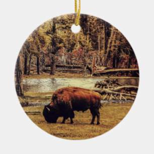 Grazing Buffalo Ornament