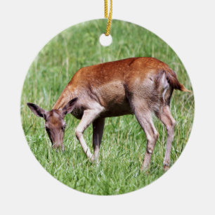 Grazing Deer Ceramic Ornament