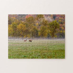 Grazing Elk Couple Jigsaw Puzzle