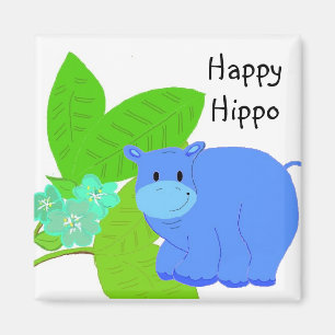 Grazing Happy Hippo Magnet