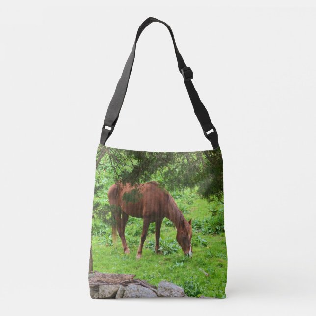 Grazing Horse In Spring Crossbody Bag (Back)