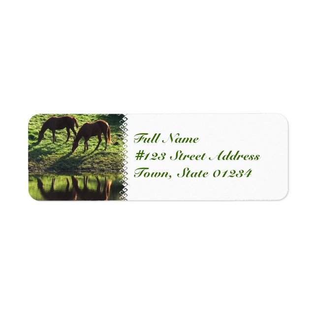Grazing Horse Pair Mailing Label Return Address Label (Front)