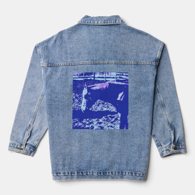 Grazing Horse Pop Art Denim Jacket (Back)
