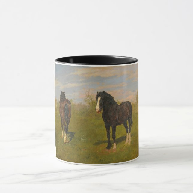 Grazing Horses (by Rosa Bonheur) Mug (Center)