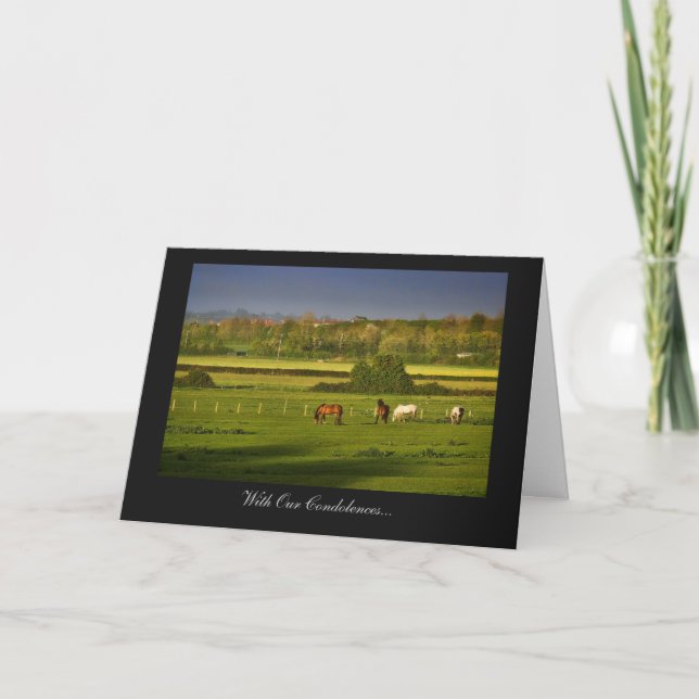 Grazing Horses / Ponies - With Our Condolences Card (Front)