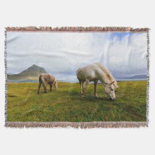 Grazing Horses Throw Blanket