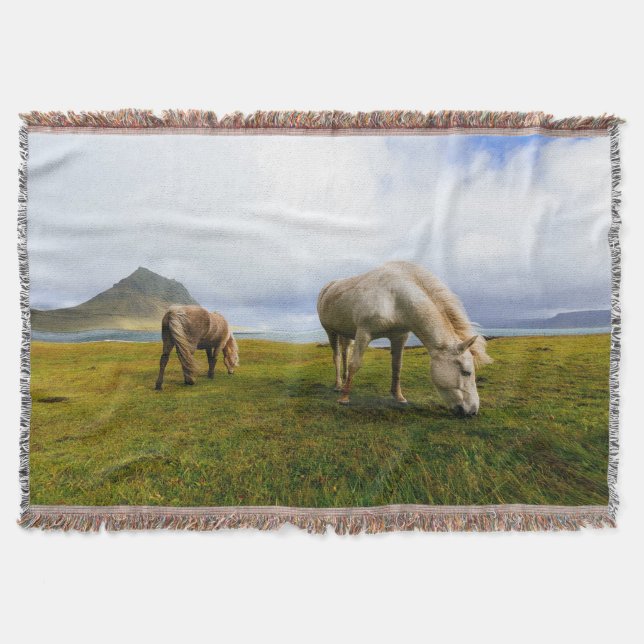 Grazing Horses Throw Blanket (Front)