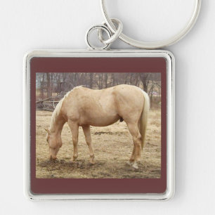 Grazing Palomino Horse Key Ring