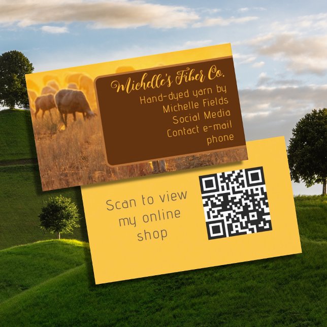 Grazing Sheep QR code Knitting Business Cards (Creator Uploaded)
