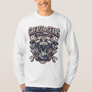 Grease And Gears Vintage Motorcycle Mechanic T-Shirt