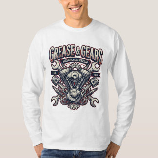 Grease And Gears Vintage Motorcycle Mechanic T-Shirt