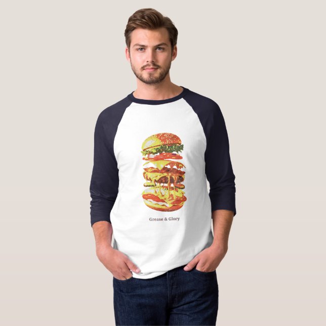 Grease & Glory – Vintage Burger Drip T-Shirt (Front Full)