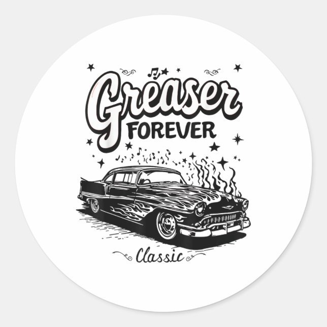 Greaser  classic round sticker (Front)