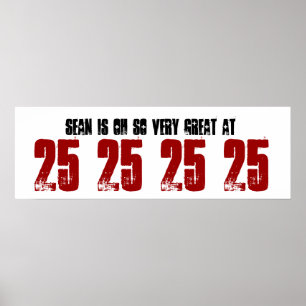 Great 25th Birthday Party Banner Custom Name Poster
