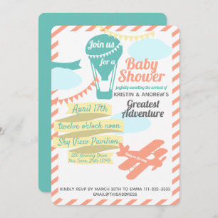 Great Adventure Hot Air Balloon and Aeroplane Invitation