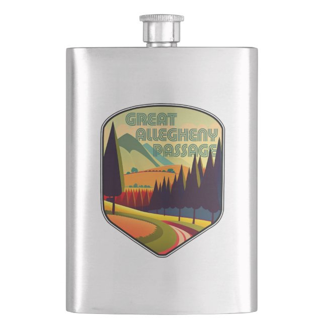 Great Allegheny Passage Colours Hip Flask (Front)