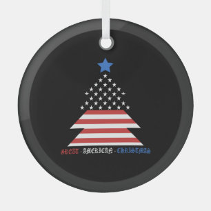 Great American Christmas Patriotic Christmas Tree Glass Tree Decoration