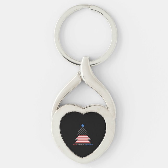 Great American Christmas Patriotic Christmas Tree Key Ring (Front)