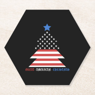 Great American Christmas Patriotic Christmas Tree Paper Coaster