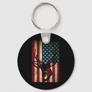 Great American Flag Patriotic Deer Hunting Gift  Key Ring