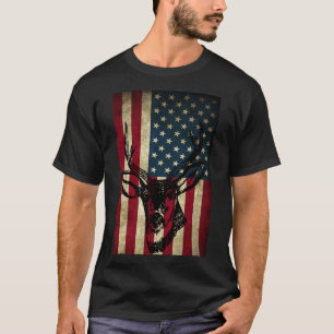 Great American Flag Patriotic Deer Hunting Gift T-Shirt