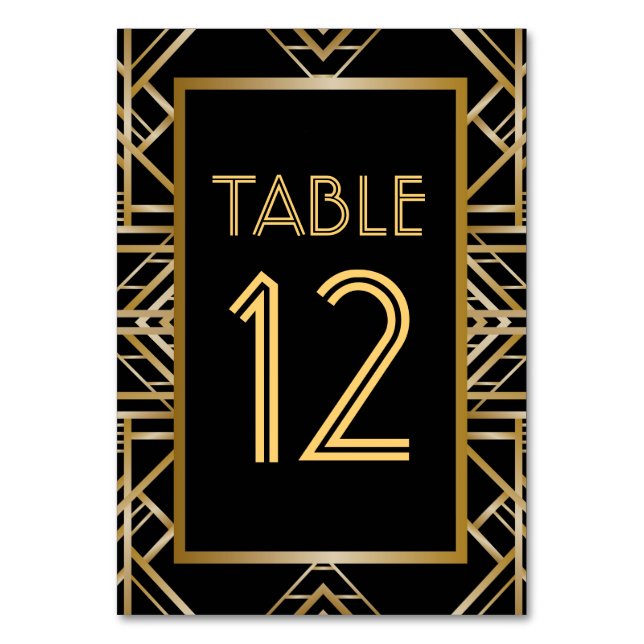 Great Art Deco Table Number Cards (Front)