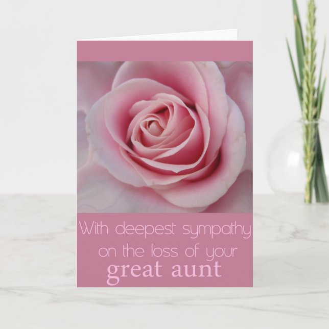 Great Aunt loss Rose sympathy Card (Front)