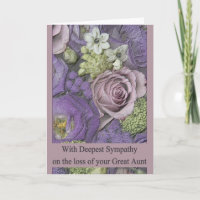 Great Aunt loss Rose sympathy Card