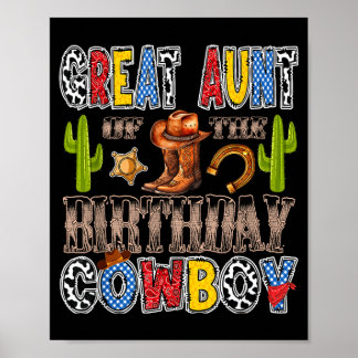 Great aunt of the birthday cowboy western birthday poster