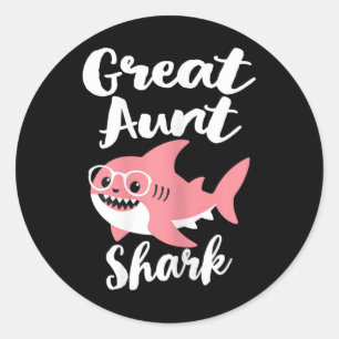 Great Aunt Shark Mother's Day Grandma Funny Classic Round Sticker