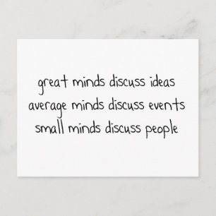 GREAT AVERAGE SMALL MINDS DISCUSS IDEAS EVENTS POS POSTCARD
