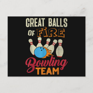 Great Balls Fire Bowling Team Shirt Funny Vintage Enclosure Card
