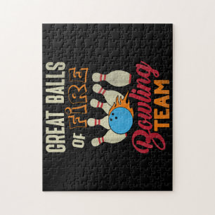 Great Balls Fire Bowling Team Shirt Funny Vintage Jigsaw Puzzle