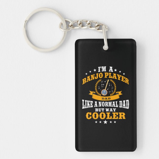 Great Banjo Dad Idea Bluegrass Music Men Key Ring (Front)