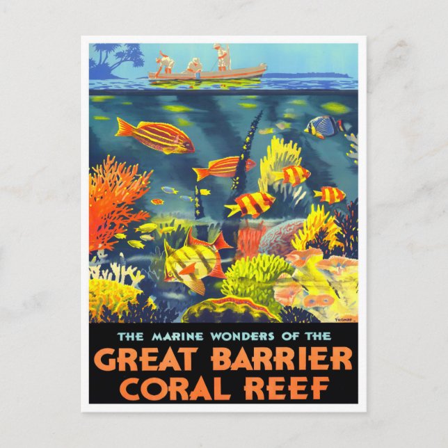 Great Barrier Coral Reef Australia vintage travel Postcard (Front)