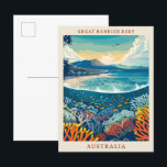 Great Barrier Reef Australia Art Vintage Travel Postcard<br><div class="desc">Great Barrier Reef Australia Elegant Art Vintage Travel Postcard</div>