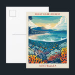 Great Barrier Reef Australia Art Vintage Travel Postcard<br><div class="desc">Great Barrier Reef Australia Elegant Art Vintage Travel Postcard</div>