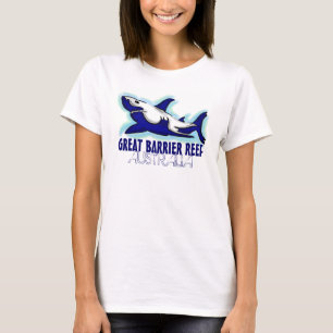 Great Barrier Reef Australia blue shark ladies tee