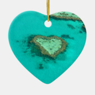 Great Barrier Reef, Australia heart coral Ceramic Tree Decoration