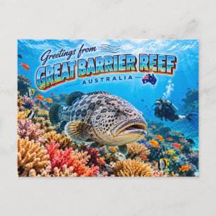 Great Barrier Reef Australia Scuba Diving Shark Postcard