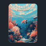 Great Barrier Reef Australia Travel Art Vintage Magnet<br><div class="desc">Great Barrier Reef in a vector art style. The Great Barrier Reef is the world's largest coral reef system,  composed of over 2, 900 individual reefs and 900 islands.</div>