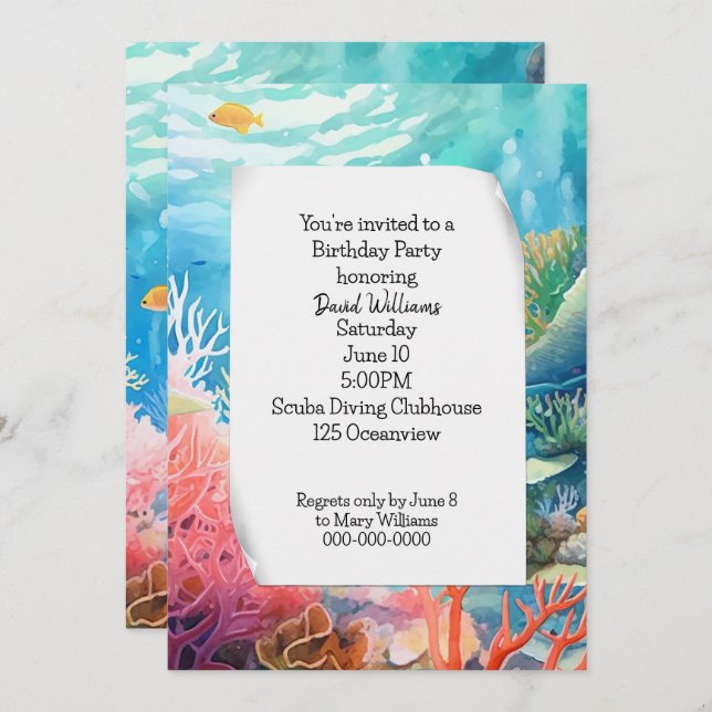 Great Barrier Reef Birthday Party Invitation (Front/Back)