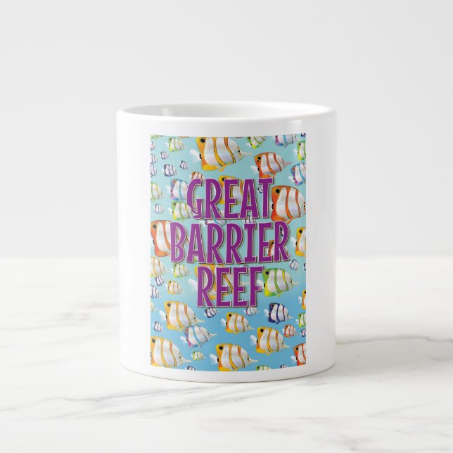 Great Barrier Reef cartoon travel poster Large Coffee Mug (Front)
