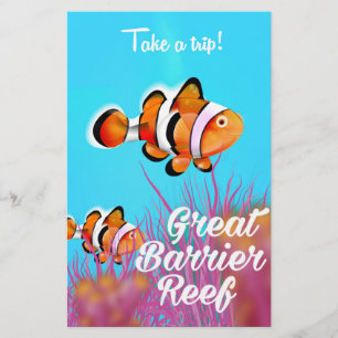 Great Barrier reef Clown fish cartoon poster Stationery