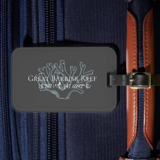 Great Barrier Reef Latitude  Longitude  Luggage Tag (Front Insitu 4)