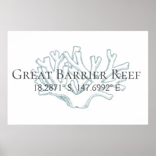 Great Barrier Reef Latitude Longitude Poster