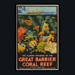 Great Barrier Reef Poster Australia<br><div class="desc">Australia's Great Barrier Reef is extremely colorful and this vintage poster captures it beautifully. c1933 A Queensland government tourist bureau poster. The artist is listed as Percival Albert (Percy) Trompf (1902-1964)</div>